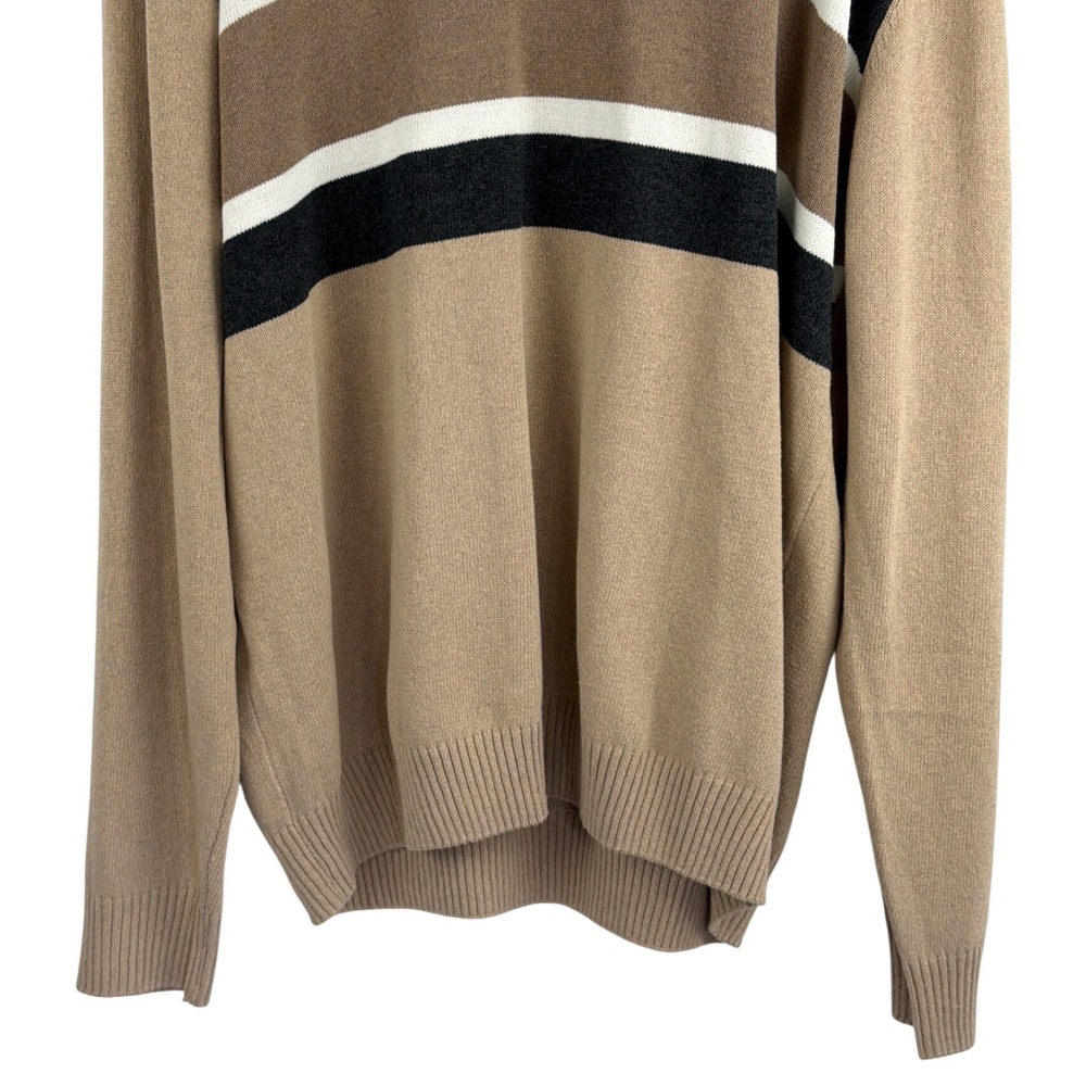 US Polo Assn Mens Camel Heather Striped Quarter Zip Sweater XXL BRUF5S5507 NEW - Picture 5 of 12